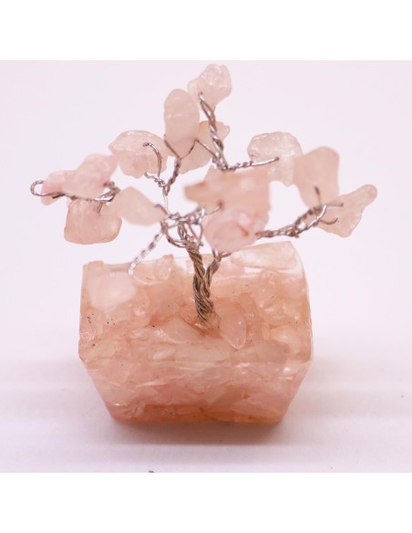 Mini arbre de pierres – Quartz rose & orgonite