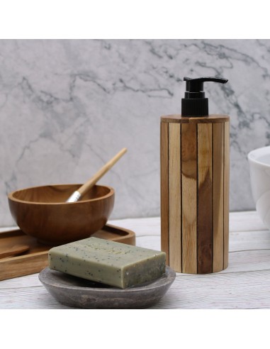 Distributeur de savon en bois de teck – Forme ronde