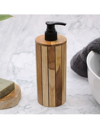 Distributeur de savon en bois de teck – Forme ronde