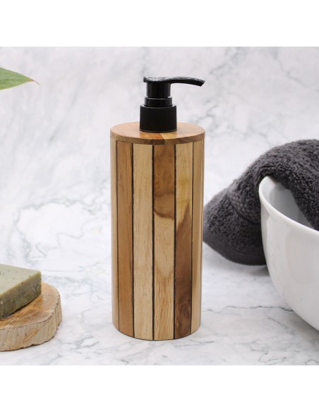Distributeur de savon en bois de teck – Forme ronde