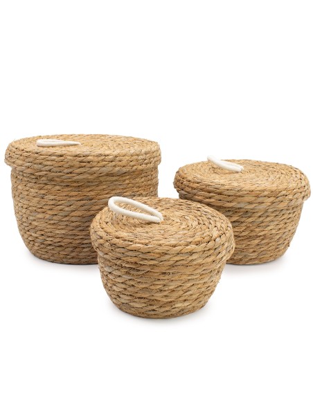 Paniers ronds avec couvercles – Organisation zen naturelle
