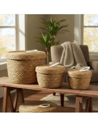 Paniers ronds avec couvercles – Organisation zen naturelle
