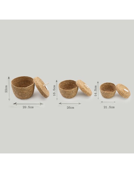 Paniers ronds avec couvercles – Organisation zen naturelle