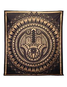 Colcha & tenture Hamsa noir & or – Protection zen