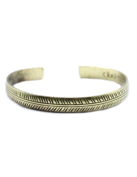 Bracelet tibétain en laiton – Feuille tribale fine