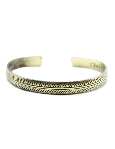 Bracelet tibétain en laiton – Feuille tribale fine