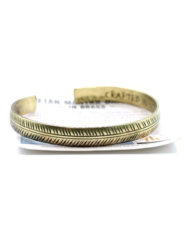 Bracelet tibétain en laiton – Feuille tribale fine