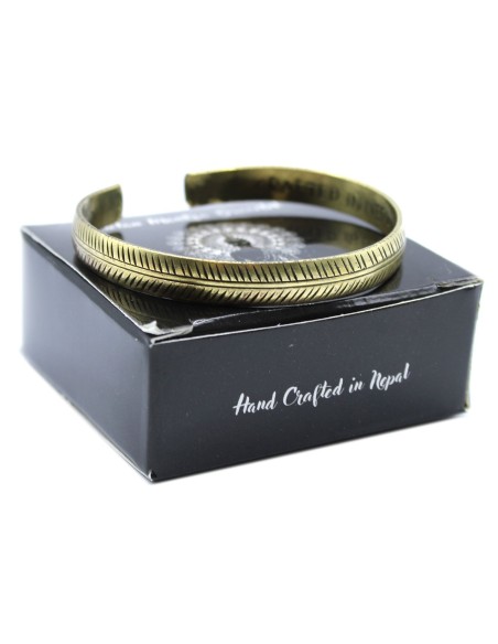Bracelet tibétain en laiton – Feuille tribale fine