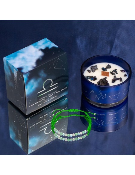 Bougie zodiac en cristal & bracelet – Balance