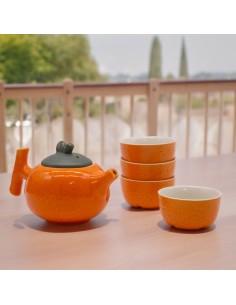 Service à thé – Orange (théière & 4 tasses)