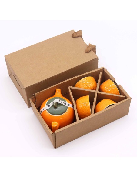 Service à thé – Orange (théière & 4 tasses)