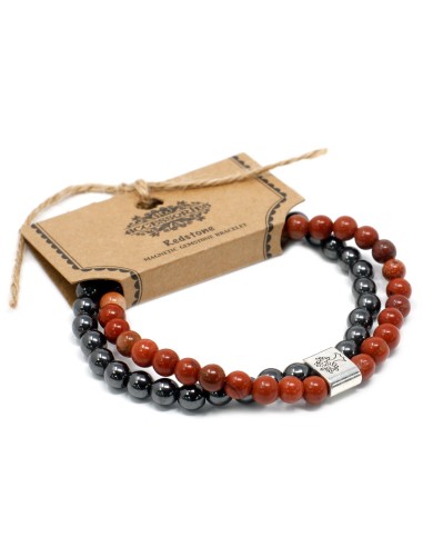 Bracelet magnétique en pierre rouge – Force intérieure