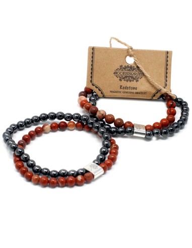 Bracelet magnétique en pierre rouge – Force intérieure