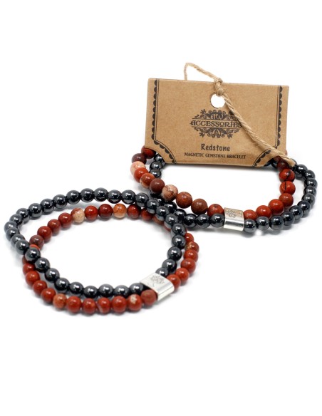 Bracelet magnétique en pierre rouge – Force intérieure