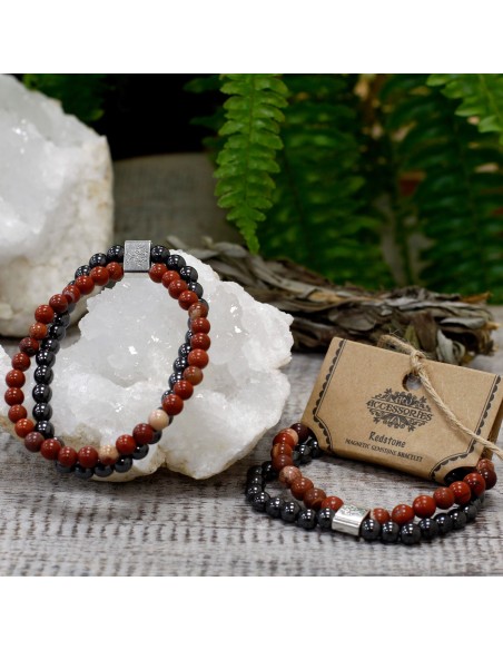 Bracelet magnétique en pierre rouge – Force intérieure