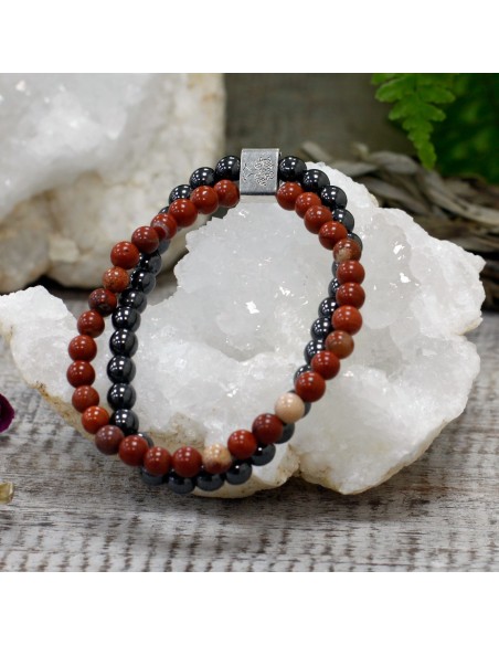 Bracelet magnétique en pierre rouge – Force intérieure