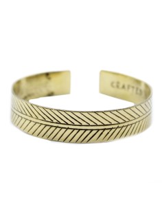Bracelet tibétain en laiton – Feuille tribale large