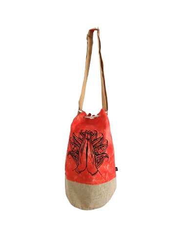 Sac à dos naturel effet lavé – Orange, main Namasté