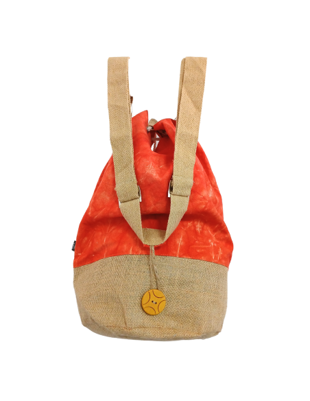 Sac à dos naturel effet lavé – Orange, main Namasté
