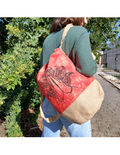 Sac à dos naturel effet lavé – Orange, main Namasté