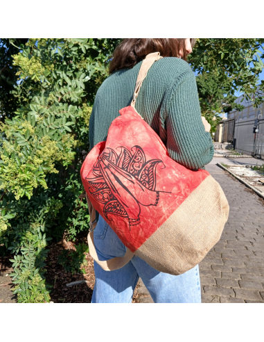 Sac à dos naturel effet lavé – Orange, main Namasté