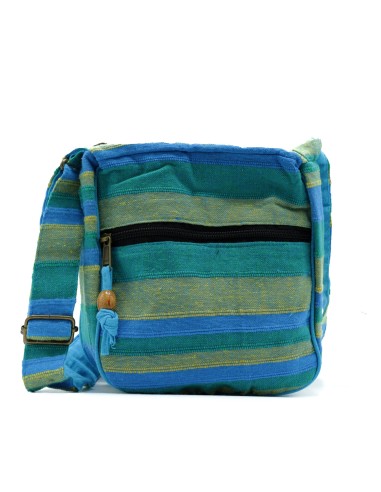 Sac bandoulière du Népal – Prairie printanière vert & bleu
