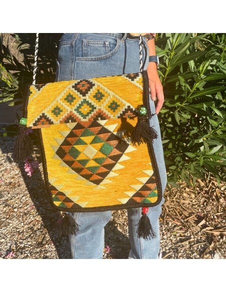 Sac messenger Kilim de festival – Jaune soleil