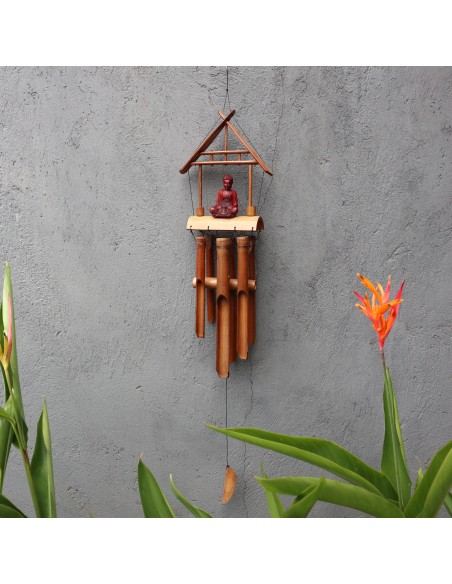 Carillon bambou & Bouddha marron – Apaisement naturel
