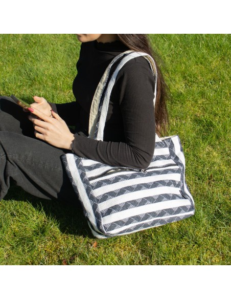 Sac jacquard naturel – Atlas nomade «?Muse voyageuse?»