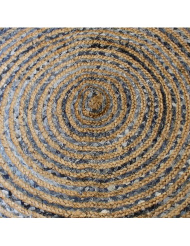 Tapis rond en jute & denim recyclé – Esprit zen