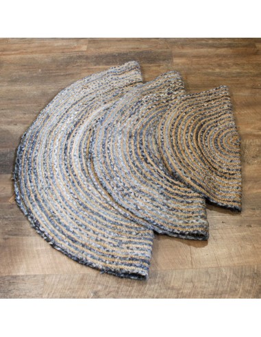 Tapis rond en jute & denim recyclé – Esprit zen