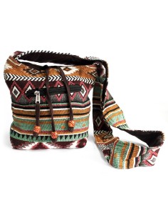 Petit sac bandoulière jacquard – Chocolat
