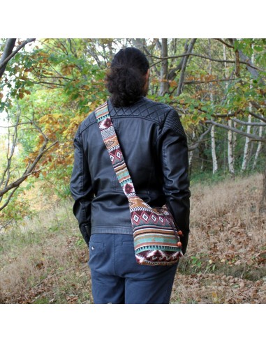 Petit sac bandoulière jacquard – Chocolat