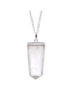 Pendentif plat en quartz de roche – Clarté zen