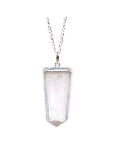 Pendentif plat en quartz de roche – Clarté zen