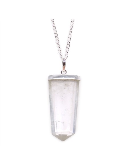 Pendentif plat en quartz de roche – Clarté zen