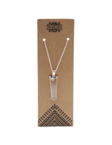 Pendentif plat en quartz de roche – Clarté zen