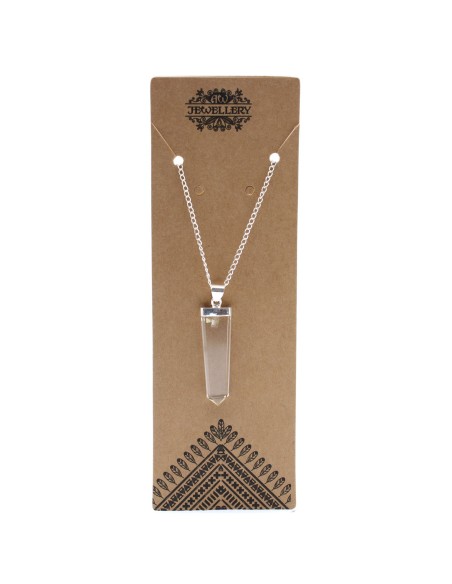Pendentif plat en quartz de roche – Clarté zen