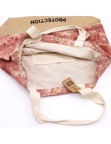 Sac naturel en coton – Terracotta, Hamsa «?Protection?»