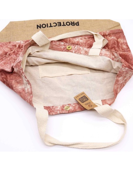 Sac naturel en coton – Terracotta, Hamsa «?Protection?»
