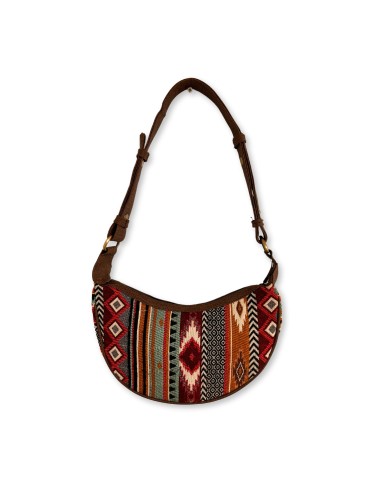 Sac hobo jacquard – Tons marron profonds (bandoulière marron)