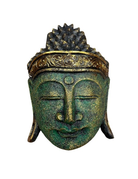 Tête de Bouddha décorative vert brillant – Sérénité moderne