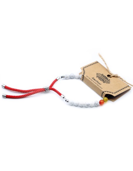 Bracelet fil rouge – Howlite blanche & chakras
