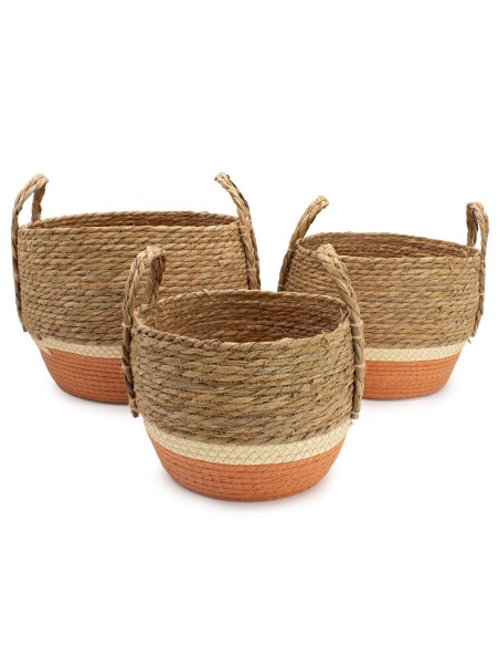 Grandes corbeilles paille & herbe marine – Rangement zen