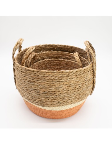 Grandes corbeilles paille & herbe marine – Rangement zen