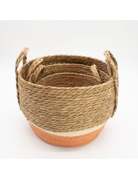 Grandes corbeilles paille & herbe marine – Rangement zen