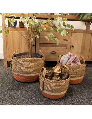Grandes corbeilles paille & herbe marine – Rangement zen