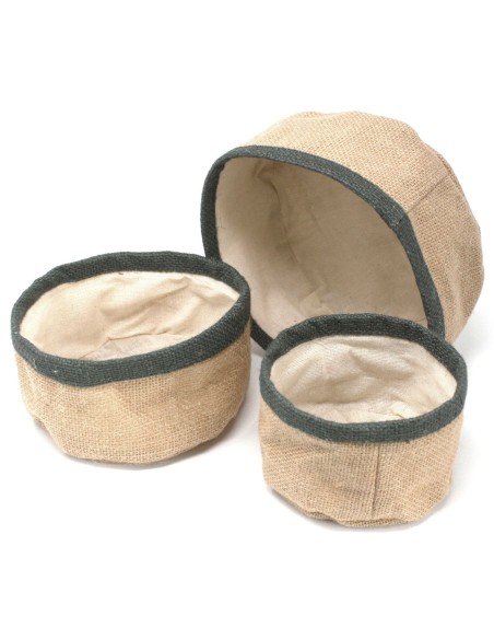 Lot de 3 paniers en jute naturel – Charbon