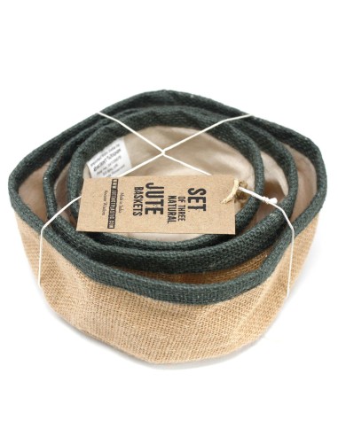 Lot de 3 paniers en jute naturel – Charbon