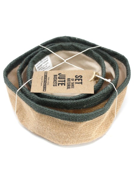 Lot de 3 paniers en jute naturel – Charbon
